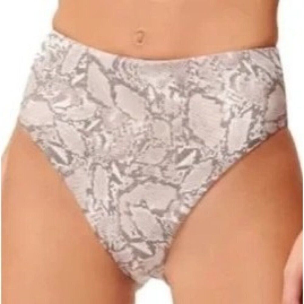 Good American Sand Snakeskin High Waist Reversible Bikini Bottoms NWOT 4X/5X